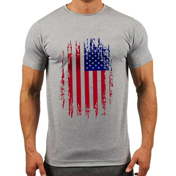 Mens White Proud American USA T Shirt 4th July Patriotic T-Shirt